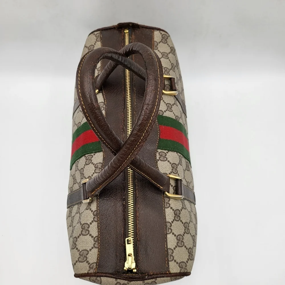 Gucci Vintage GG Supreme Sherry Line Boston 35 Bag..Auth.